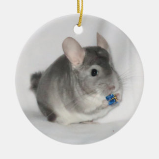 Chinchilla met cadeau keramisch ornament