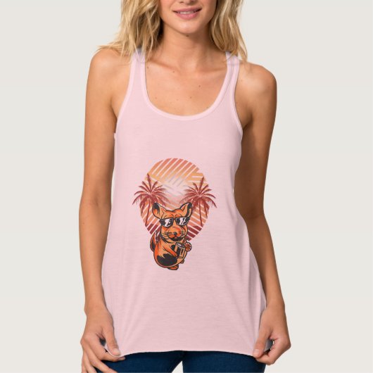 Chinchilla Summer Palm Vacation Chinchillas Owner Tanktop (Voorkant)