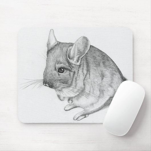 Chinchilla sur tapis de souris (Avec souris)