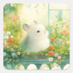 Chinchilla Vredige Tuin Retreat Vierkante Sticker