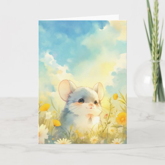 Chinchilla vreugdevolle glimp van wilde bloemen kaart (Voorkant)