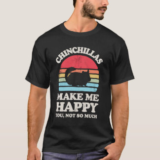Chinchillas maken me blij Funny Chinchilla Retro V T-shirt