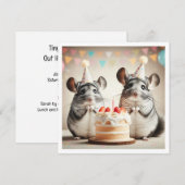 chinchillas manger gâteau invitation anniversaire (Devant / Derrière)