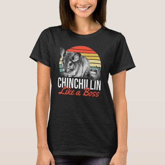 Chinchillin als een baas Chinchilla Retro T-shirt (Voorkant)