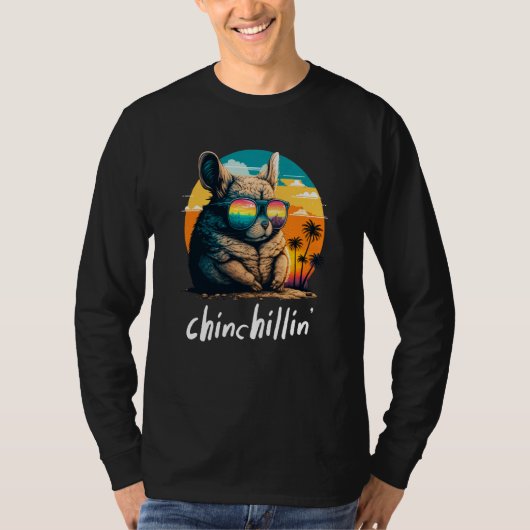 Chinchillin' Retro Groovy Chinchilla  4 T-shirt (Voorkant)