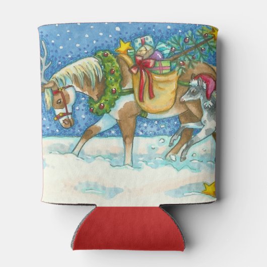 CHINCOTEAGE PONIES, WITTE CHRISTMAS-KOELBOX BLIKJESKOELER (Achterkant)