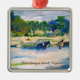 Chincoteague Horse Painting Metalen Ornament