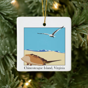 Chincoteague Island Hoefijzer Crab Zee Gull Beach Keramisch Ornament