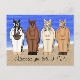 Chincoteague Island VA pony's bij het Beach Horse Briefkaart