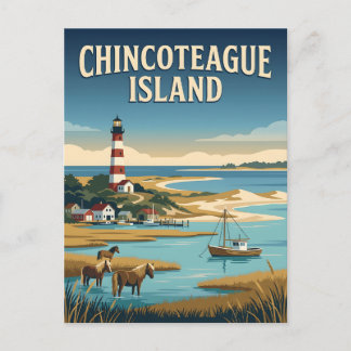 Chincoteague Island Virginia Vuurtoren Vintage Briefkaart
