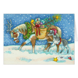 CHINCOTEAGUE PAARDEN KERSTKAART Blank