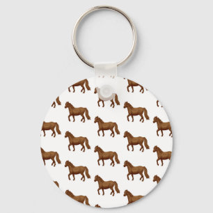 Chincoteague Pony Bruine Aquarel Schildering Paard Sleutelhanger