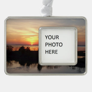 Chincoteague Sunset II Virginia Landschap Verzilverd Kader Ornament