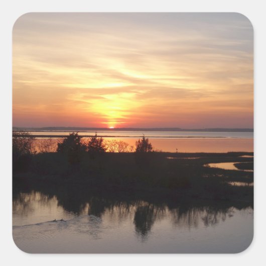 Chincoteague Sunset II Virginia Landschap Vierkante Sticker (Voorkant)