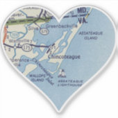 Chincoteague VA Classic kaart Sticker (Voorkant)