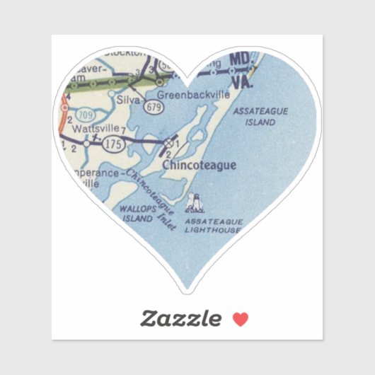 Chincoteague VA Classic kaart Sticker (Vel)