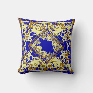 Chine Blauw en Goud Omkeerbaar Kussen