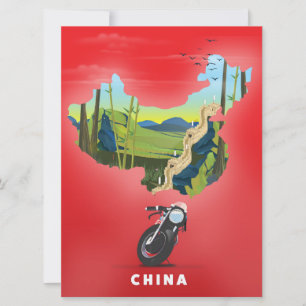Chine Carte illustrée affiche de voyage