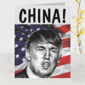 CHINE ! DONALD TRUMP GRANDE CARTE D'ANNIVERSAIRE (Fleur jaune)