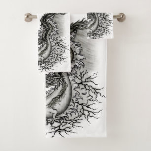 Chine Dragon, noir et blanc Design en Tattoostyl