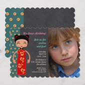 Chine fille anniversaire de fête photo invitation (Devant / Derrière)