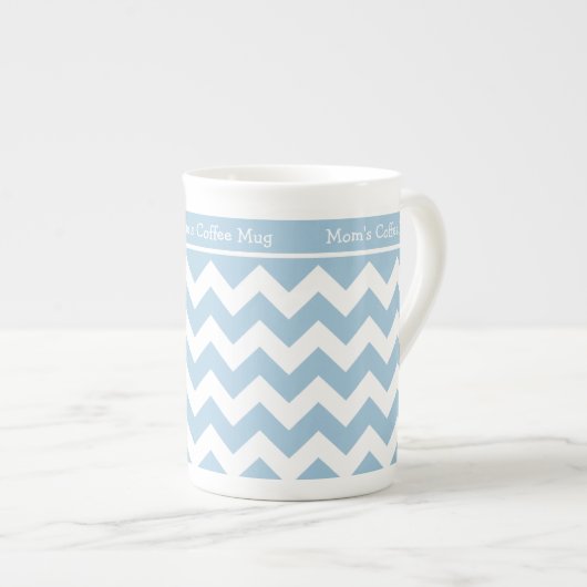 Chine Mug à personnaliser, Bleu et Blanc Chevrons (Devant droit)
