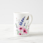 Chine osseuse - Mug - Champ de fleurs, papillons (Devant droit)