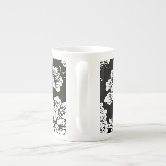 Chine osseuse Mug noir & blanc Floral (Dos)