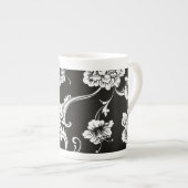 Chine osseuse Mug noir & blanc Floral (Devant droit)