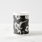 Chine osseuse Mug noir & blanc Floral (Devant)