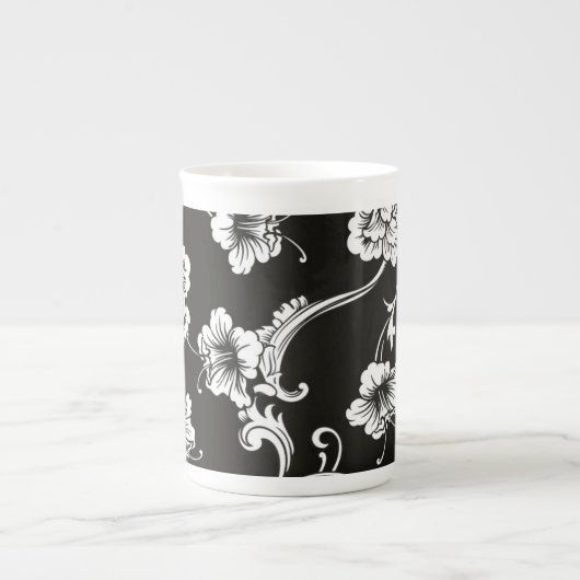 Chine osseuse Mug noir & blanc Floral (Devant)