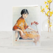 Chinees Adverteren Orchid Beauty Kaart (Gele Bloem)