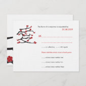 Chinees Ai Love Cherry Blossom Red Sakura Weddensc RSVP Kaartje (Voorkant / Achterkant)