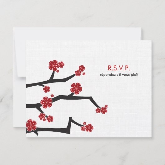 Chinees Ai Love Cherry Blossom Red Sakura Weddensc RSVP Kaartje (Achterkant)
