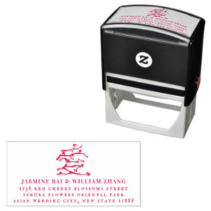 Chinees avi Love Red Cherry Blossom Adres Zelfinktende Stempel
