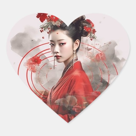 Chinees Beauty Hart-vormige Stickers (Voorkant)