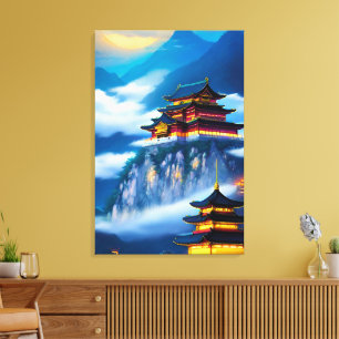 Chinees bergpaleis canvas afdruk