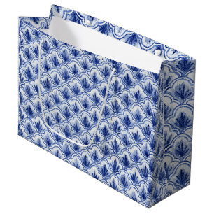 Chinees  blauw en wit Shell Pattern Groot Cadeauzakje