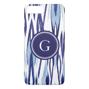 Chinees blauw en wit waterverf ikatpatroon 	iPhone 8 plus / 7 plus hoesje