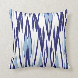 Chinees blauw en wit waterverf ikatpatroon kussen