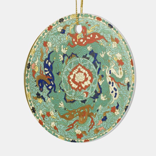 Chinees Blauw Groen Kunstontwerp Natuur Keramisch Ornament (Links)