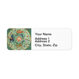  Chinees Blauw Groene Cirkel Etiket