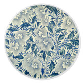 Chinees blauw lef ~ White Flowers~ * ~ Keramische Knop (Voorkant)