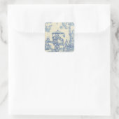 Chinees Blauw Toile Vierkante Sticker (Tas)