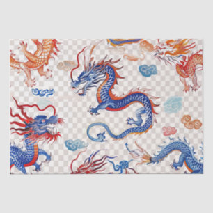 Chinees blauw vliegende draak medium tissuepapier