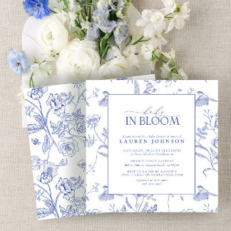 Chinees Blauw & Wit Bloemen Baby in Bloei Kaart