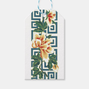 Chinees bloemontwerp cadeaulabel