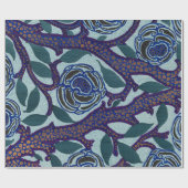 CHINEES BLOEMPATROON WIKKELPAPIER IN BLUES CADEAUPAPIER (Vlak)