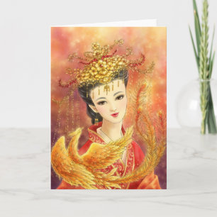 Chinees bride met Phoenix Fantasy Wenskaart Kaart