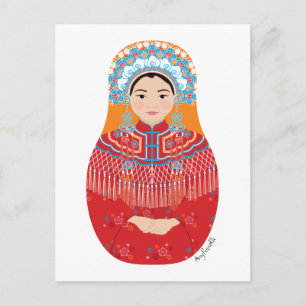 Chinees bruid Matryoshka Briefkaart